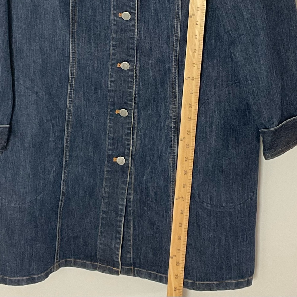 Chico's Dark Blue Denim Knee Length Jacket-Dress with Pockets Size Large - Picture 4 of 7